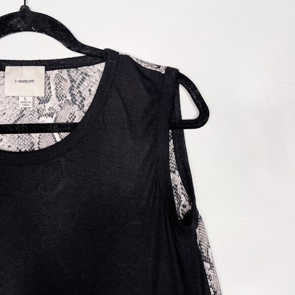 Anthropologie I Madeline Large L Black Snakeskin Sleeveless Top High Low Hem - Picture 4 of 9
